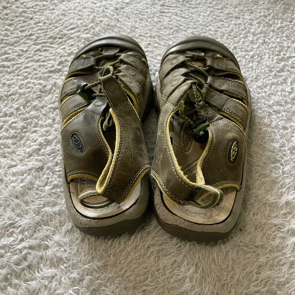 KEEN Newport H2 Leather Hiking Sandals Mens 10.5 Olive Green Waterproof Outdoor